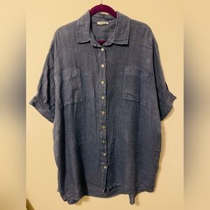 Linen Oversized Button Up Flowy Top